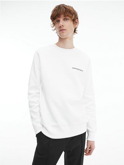 Calvin Klein Ruhák HU789096 | Calvin Klein Organic Cotton Back Logo Férfi Pulóver Világos Fehér